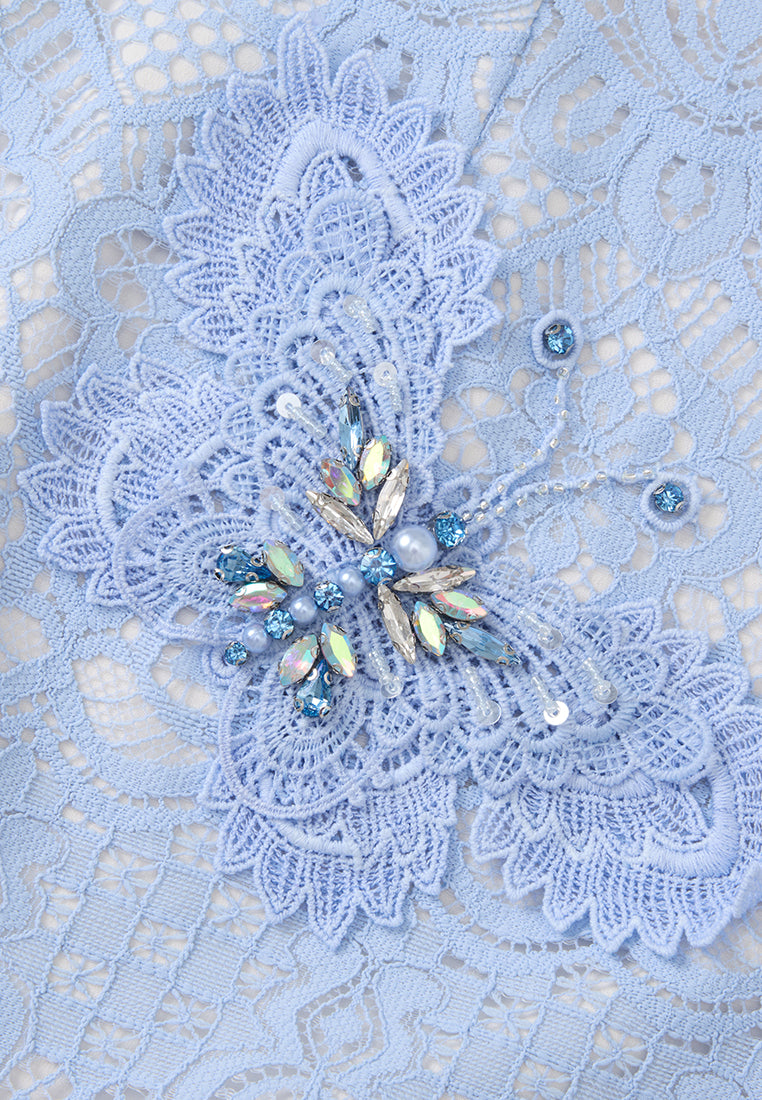 Embellished Butterfly Appliqué Lace Skirt