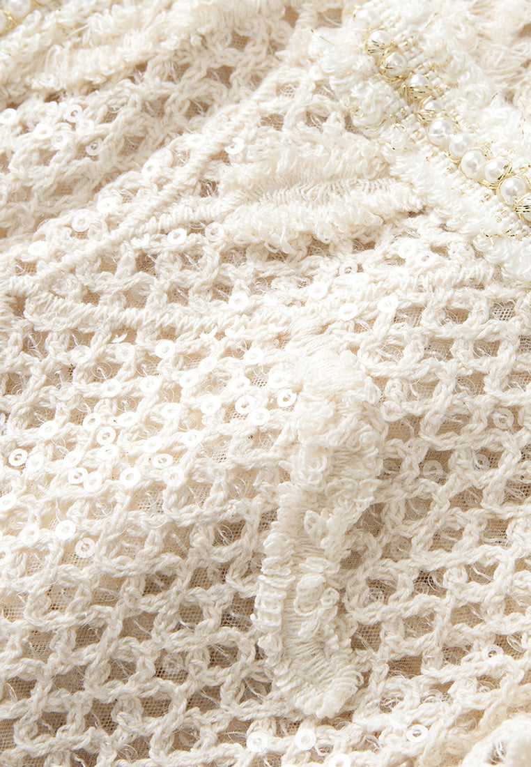 Appliqué-detail Sequin-detail Crochet Jacket
