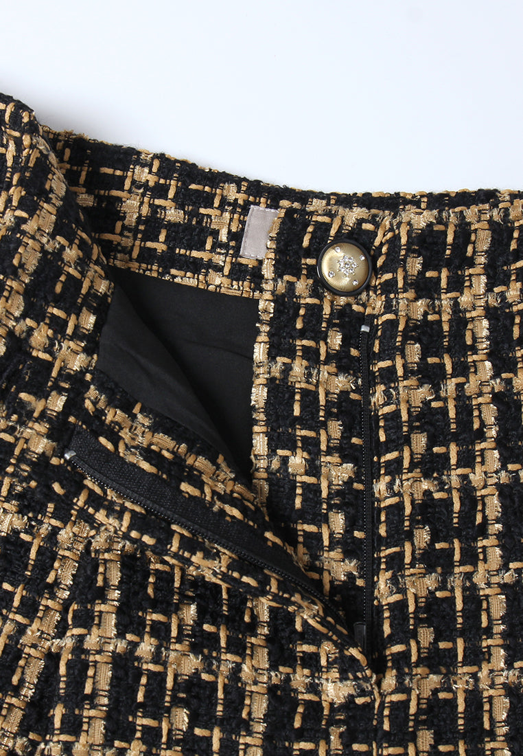 Ornée Check Tweed wide-Leg Trousers