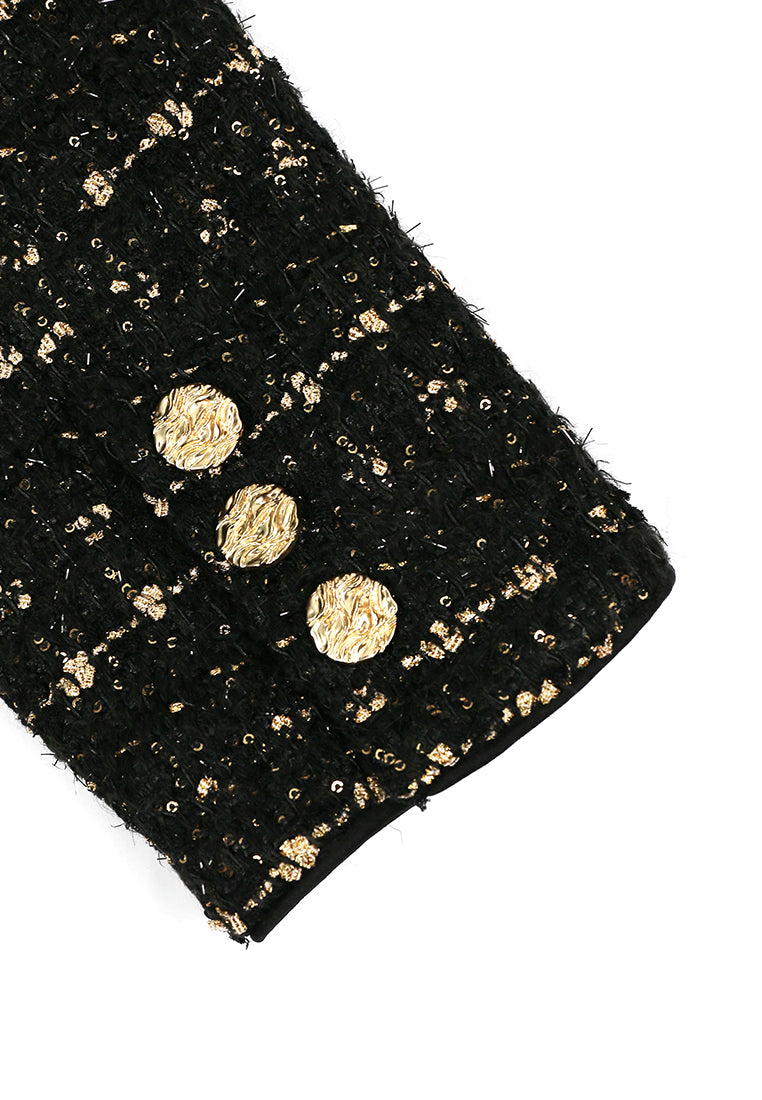 Noir Tweed Métal Doré Jacket