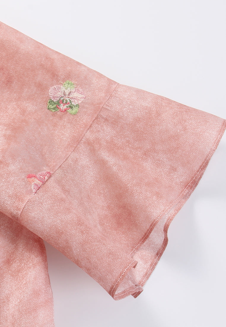 Rosé Blossom Embroided Dress
