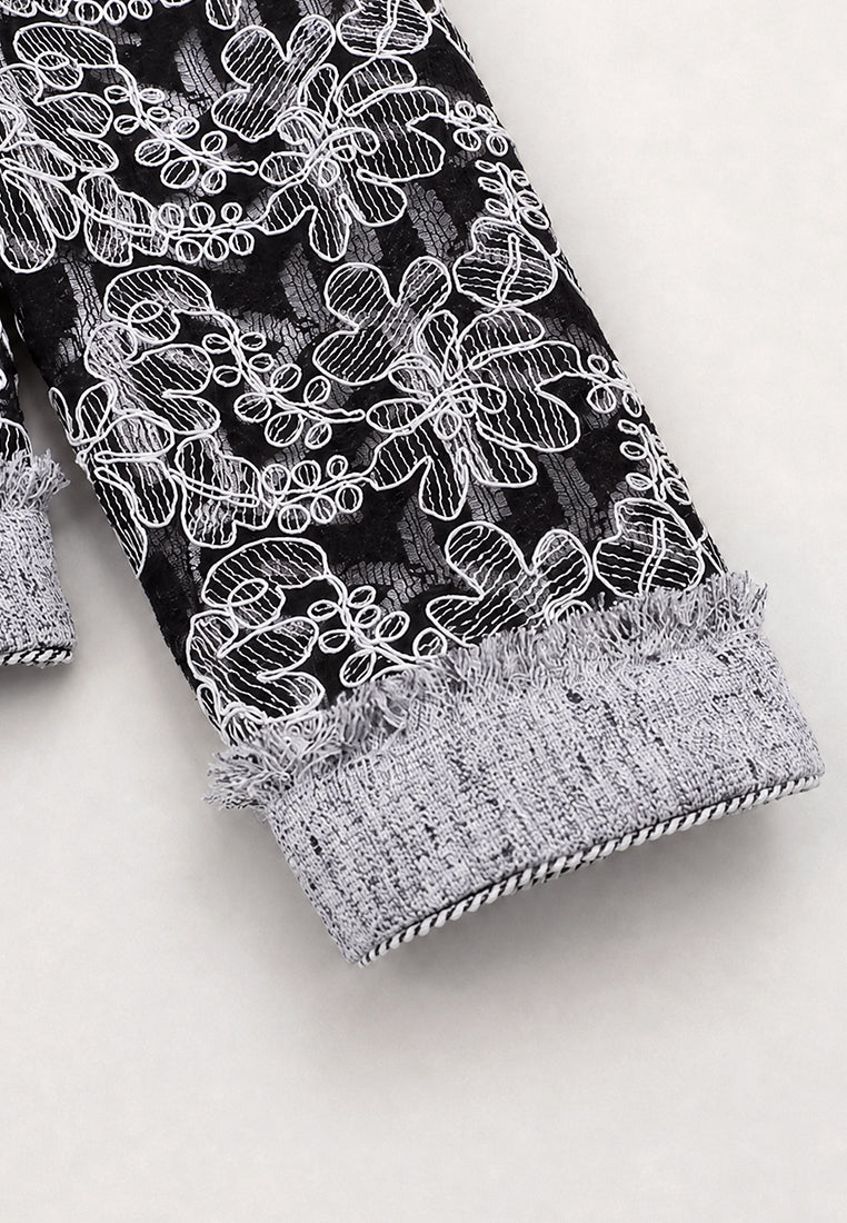 Gris Florale Sérénité Cardigan