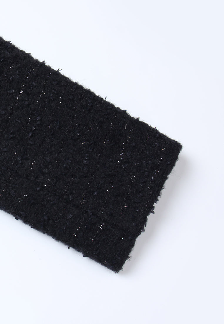 Contrast Trim Tweed Coat