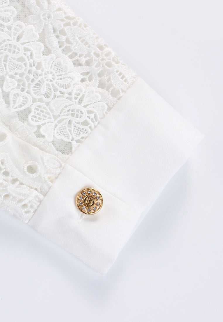 Ivory Dentelle Fleuris Blouse