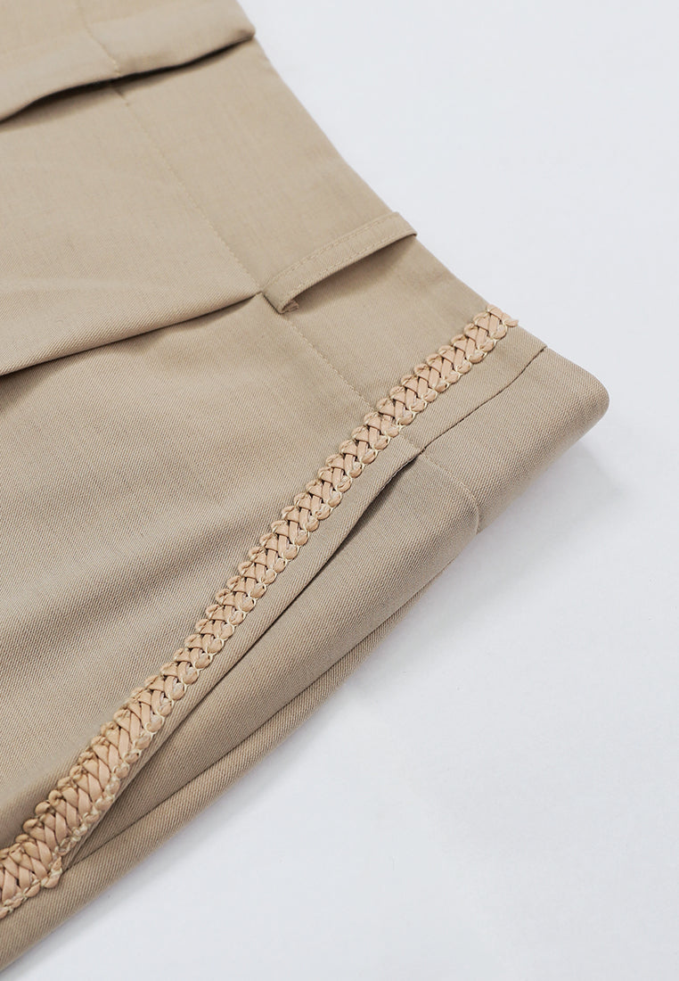 Champagne Galon Wide-Leg Trousers