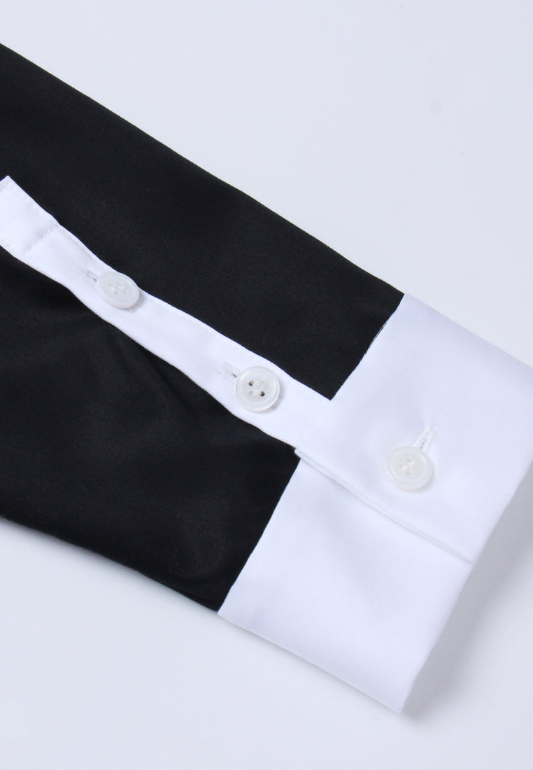 Contrasting-Lapel Embellished Shirt