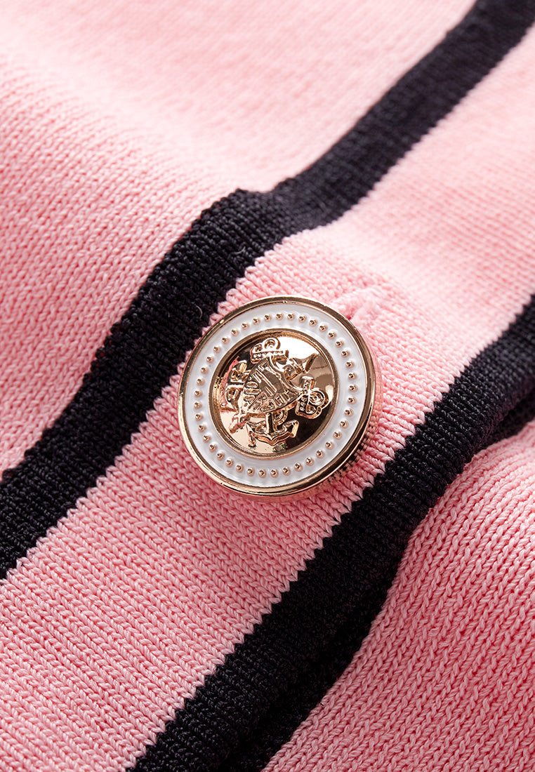 Pink V-neck Knit Cardigan