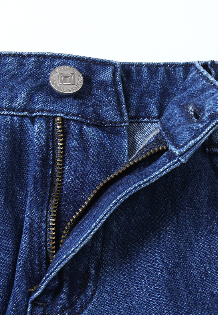 Embellished Side-Seam Denim Trousers