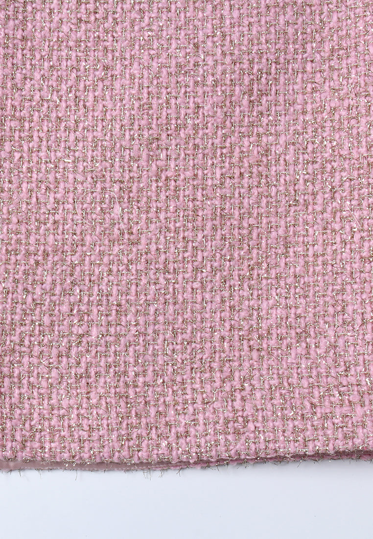 Pink Tweed Skirt with Trim Detail