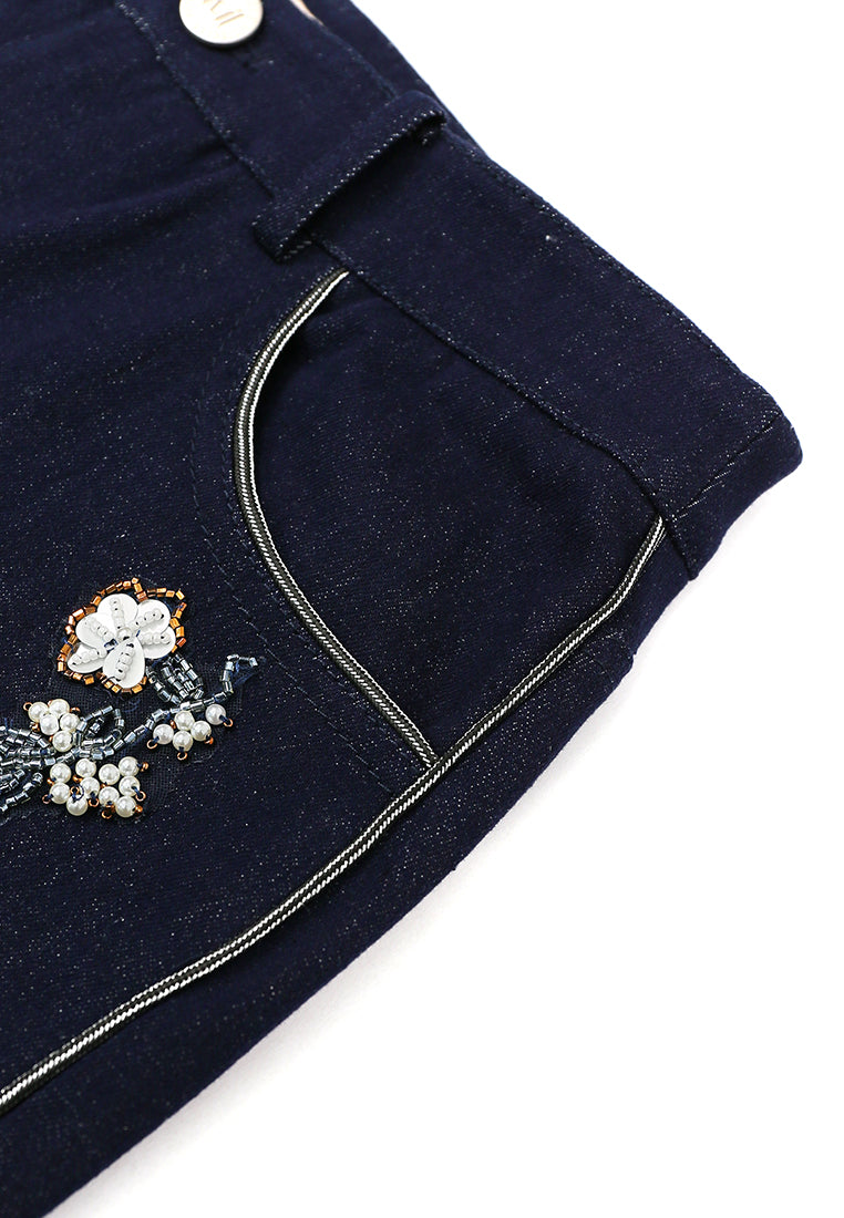 Nuit Fleur Embroidered Wide-Leg Denim Trousers