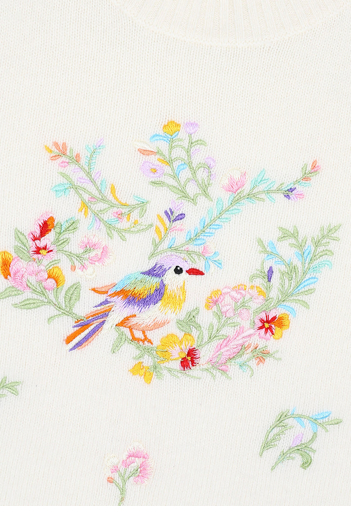 Jardin Enchanté Embroidered Cashmere Sweater