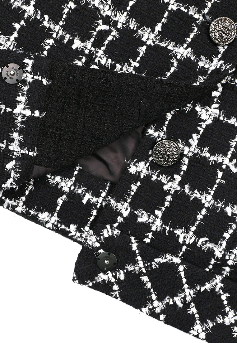 Noir Blanc Tweed Carreau Jacket