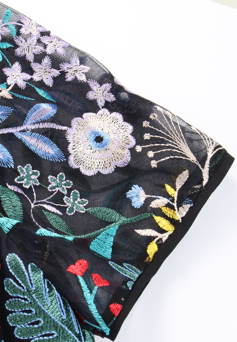 Noir Jardin Brodé Dress