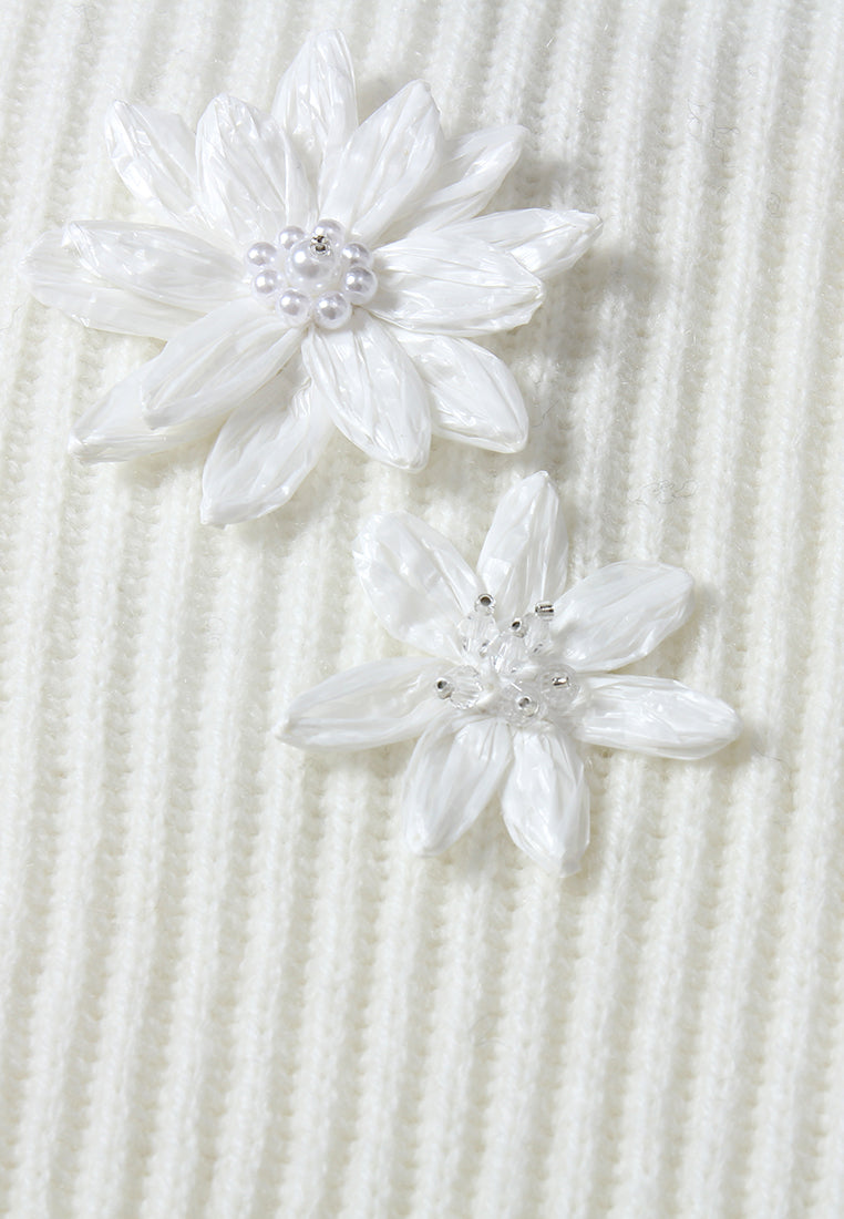 Broderie Fleurie Ribbed Knit Top