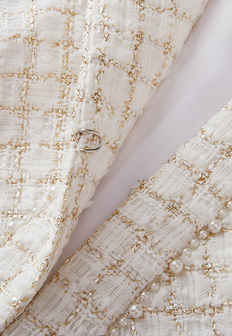 Golden Lurex Diamond Pearl-trim Jacket