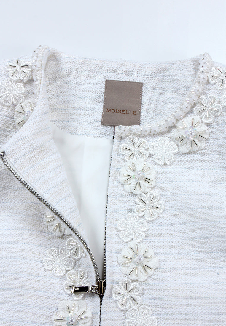 Ivory Peony Embellished Jacket