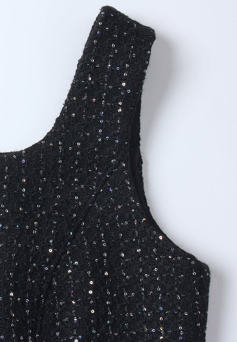 Céleste Grid Speckled Tweed Dress