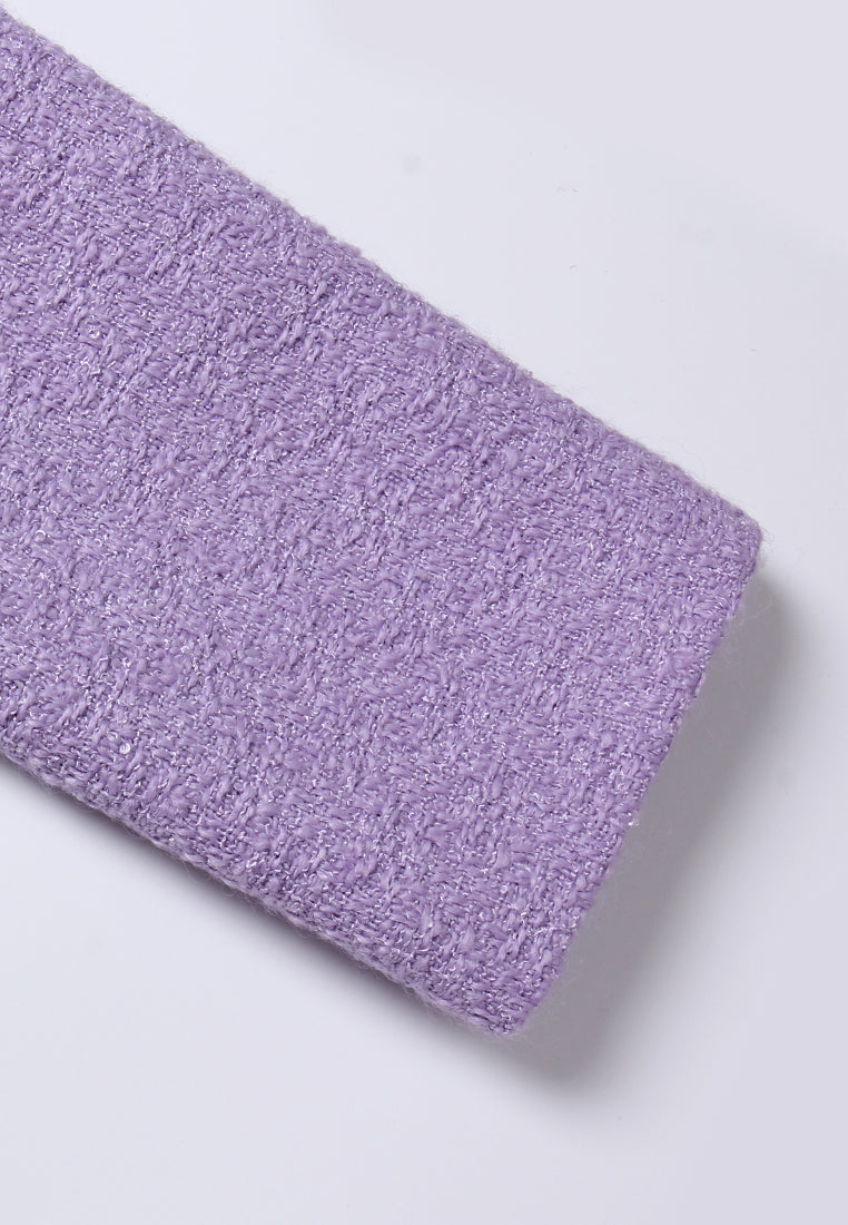 Contrast-trim Pocketed Tweed Jacket