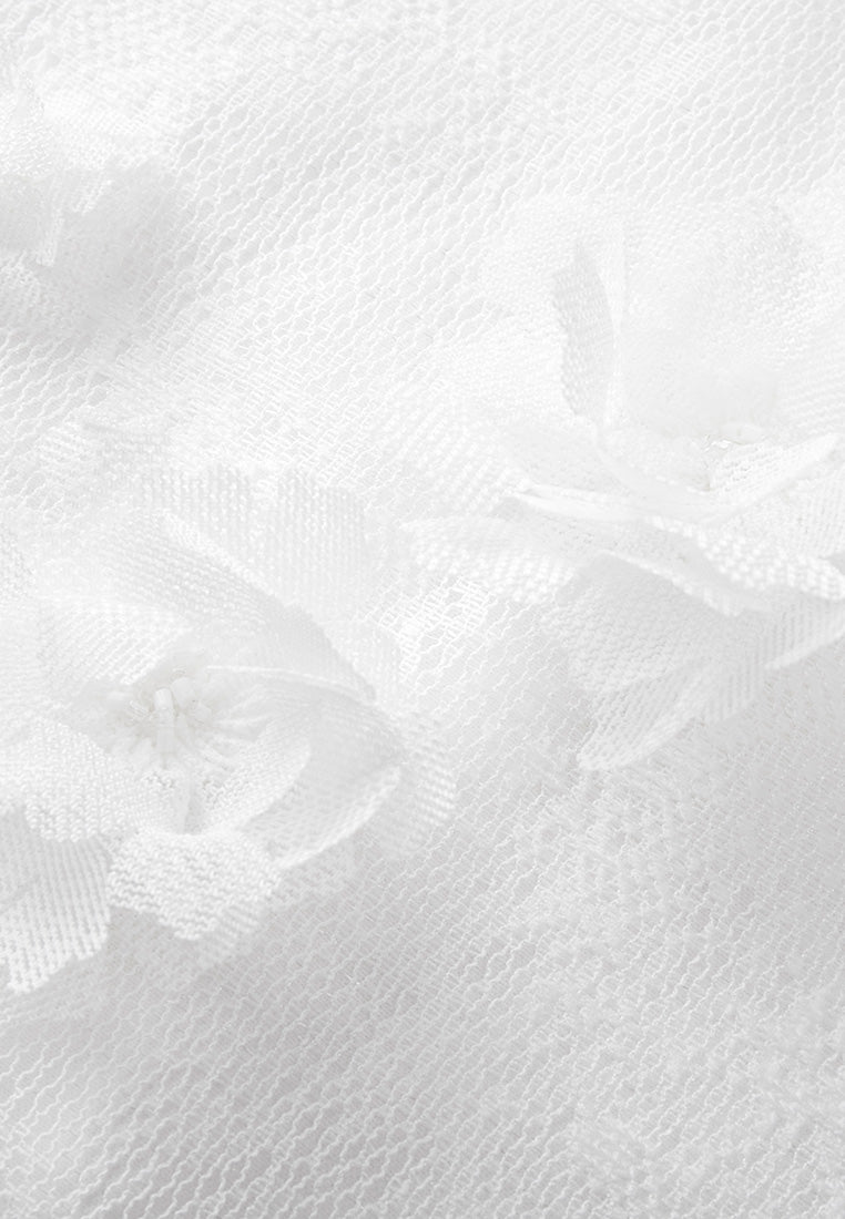 3D Floral Lace White Top