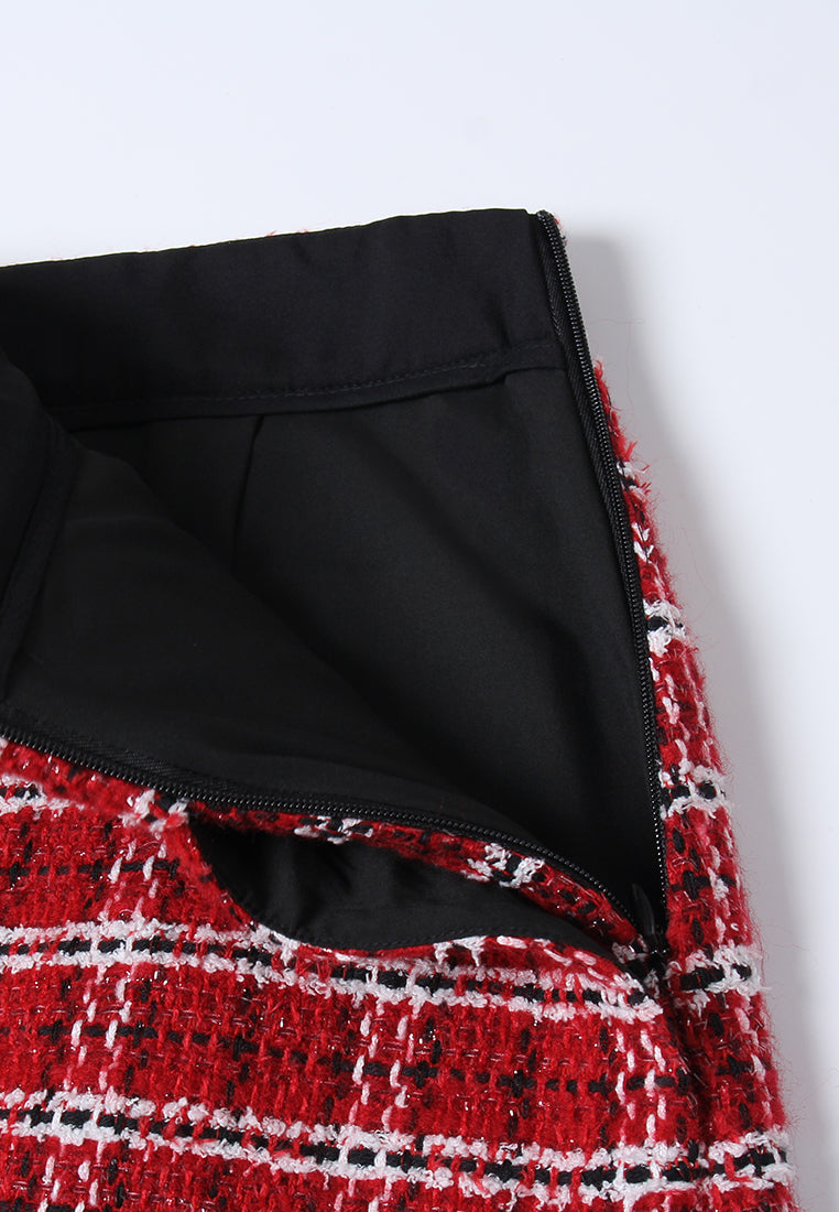 Plaid Couture Tailored Tweed A-Line Skirt