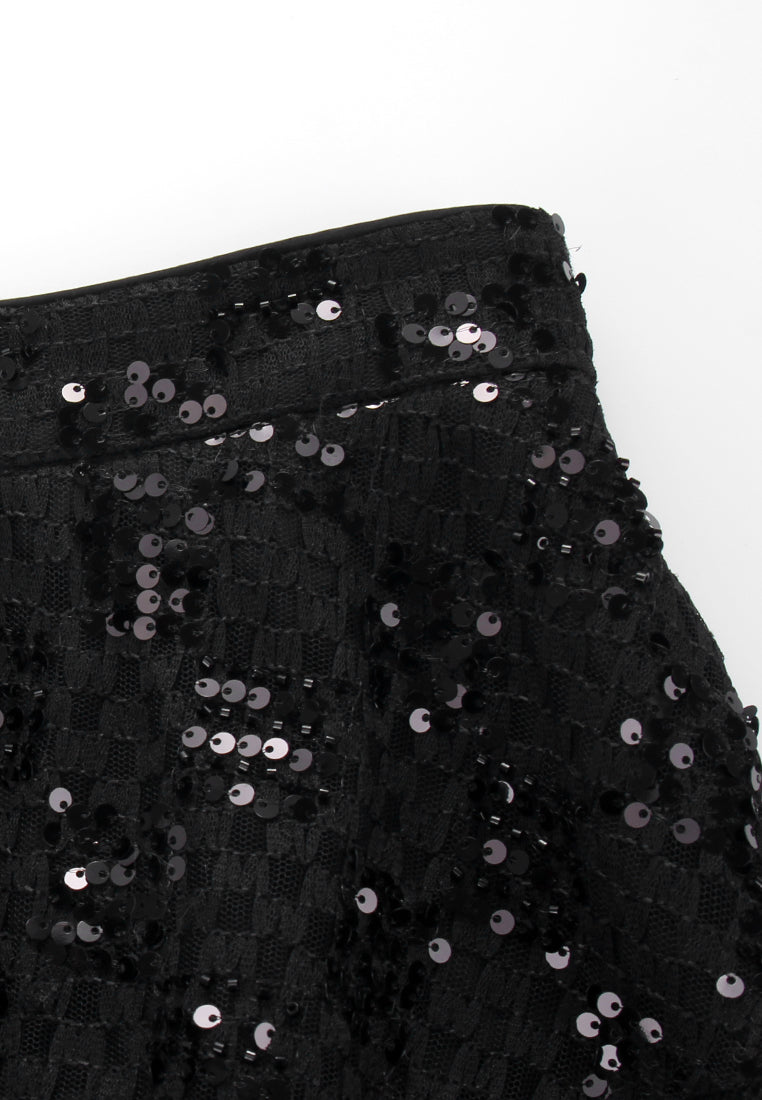 Noir Lace Sequin Skirt