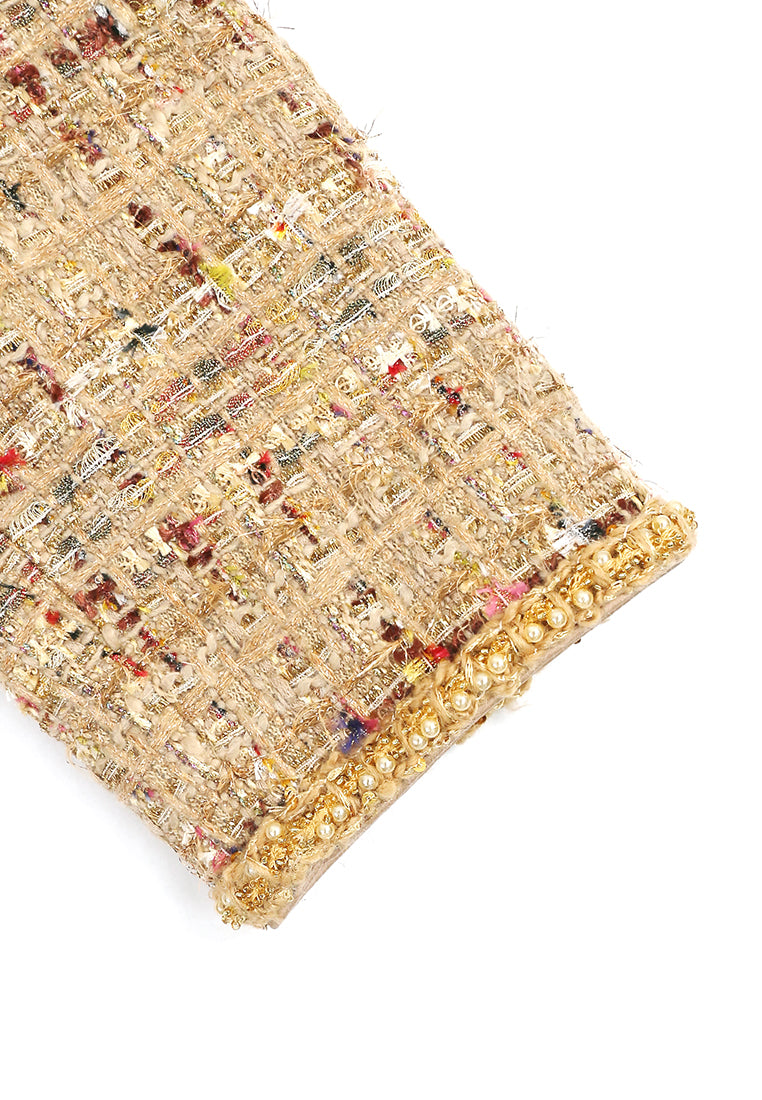 Beige Tweed Carreau Doré Dress