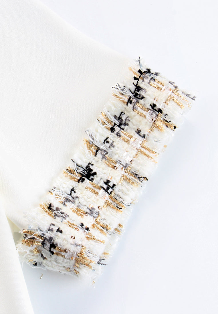 Tweed Fringe Embellished Tee