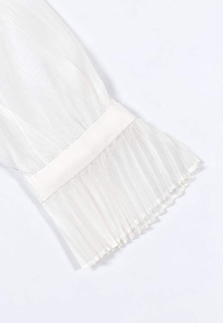 Blanc Plissé Couture Blouse