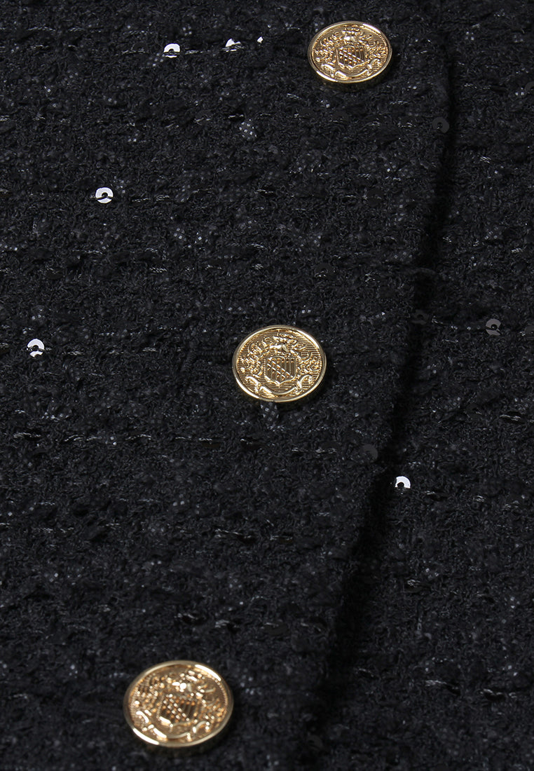 Crystal Grain Gold-Button Tweed Vest