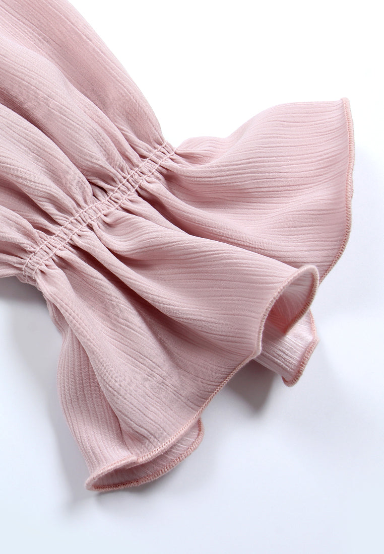 Blush Floral Ruffle Blouse