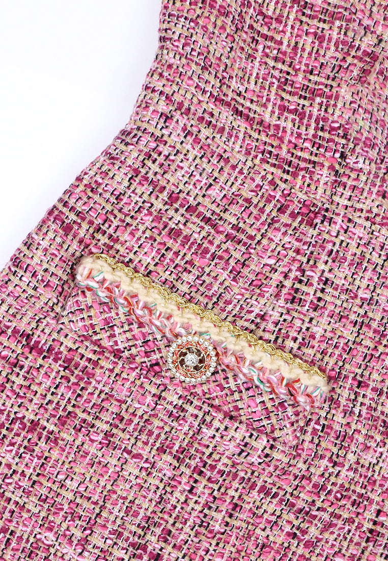 Rose Tweed Élégance Dress