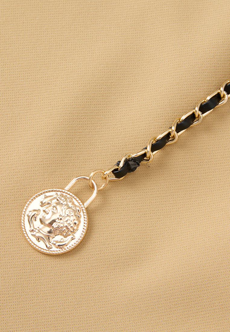 Chain-belt Slim-fit Chiffon Trousers