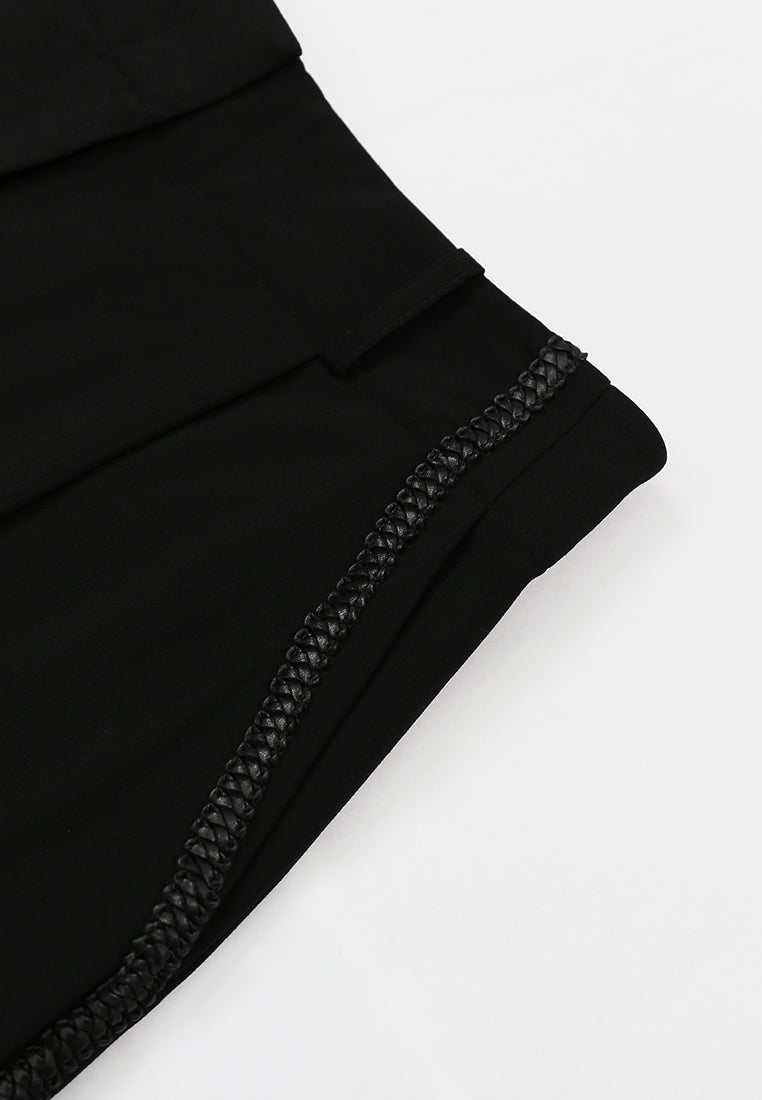 Noir Galon Embellished Wide-Leg Trousers