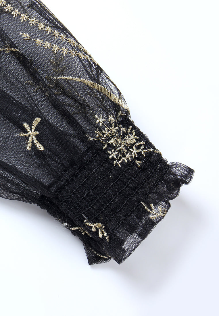 Broderie Dorée Tulle Blouse