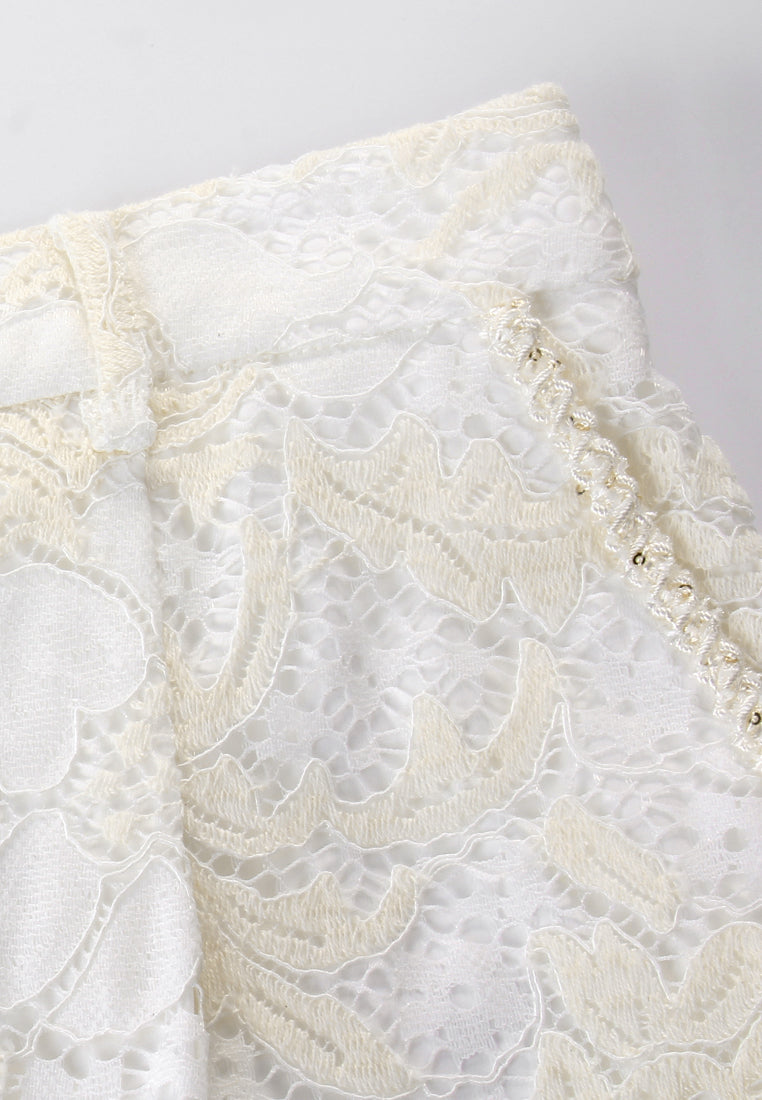 Perla Élégance Lace Wide Leg Pants