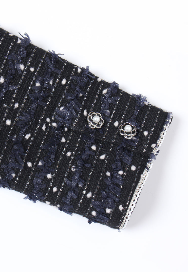 Embellished Trim Tweed Sheath Dress