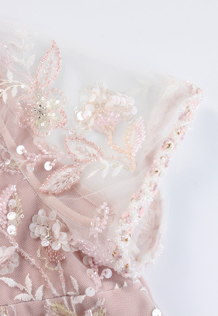 Rosé Enchanté Embroidered Dress