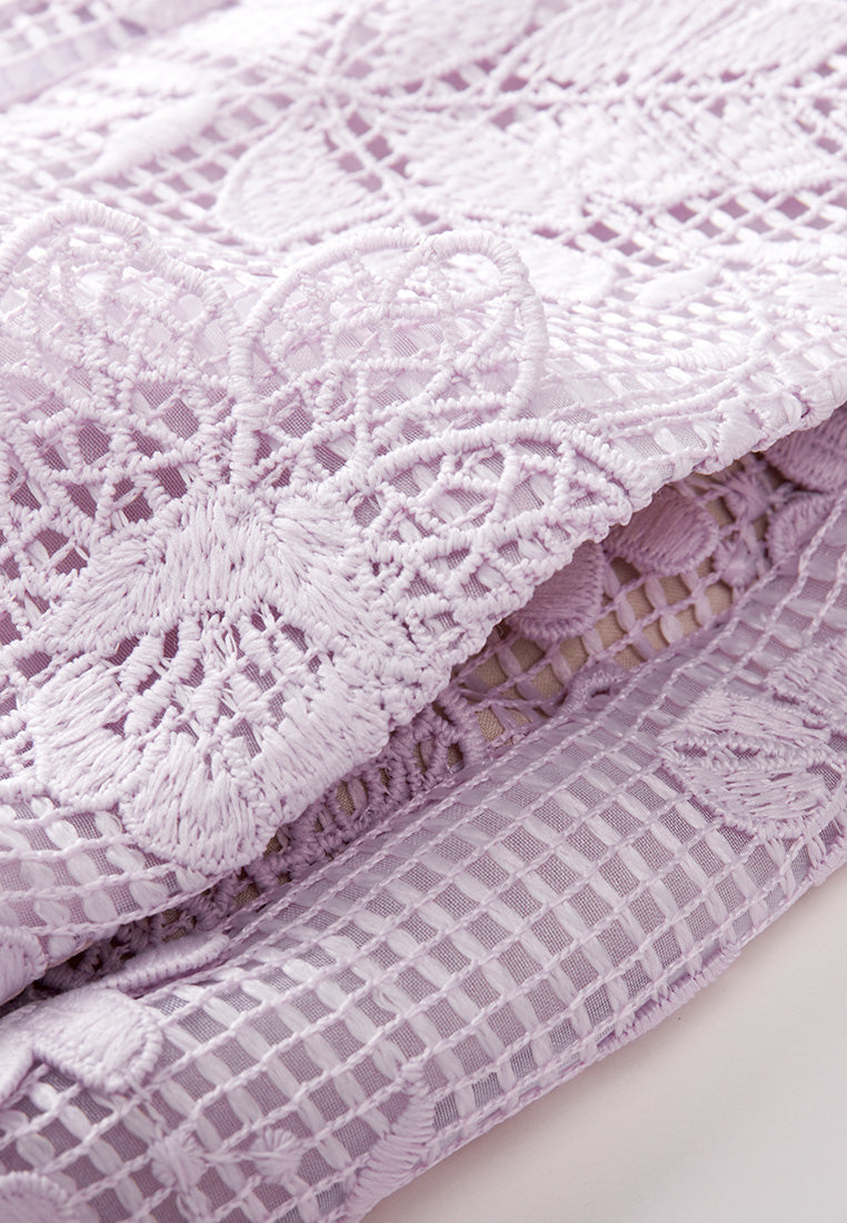 Lilac Lace Midi Skirt