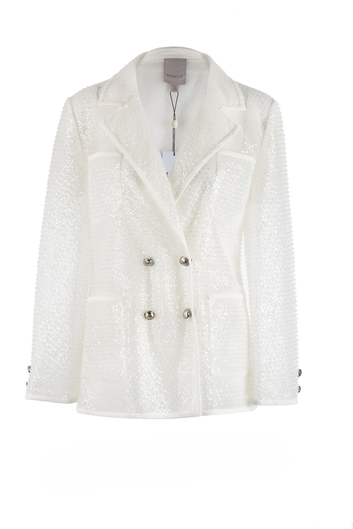 Retro Fashion White Sequin Suit