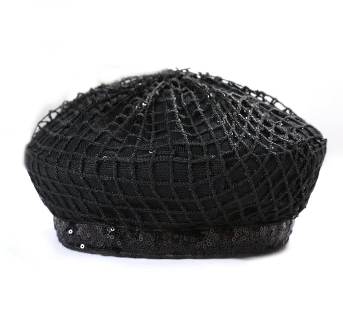 Noir Filet Pailleté Beret