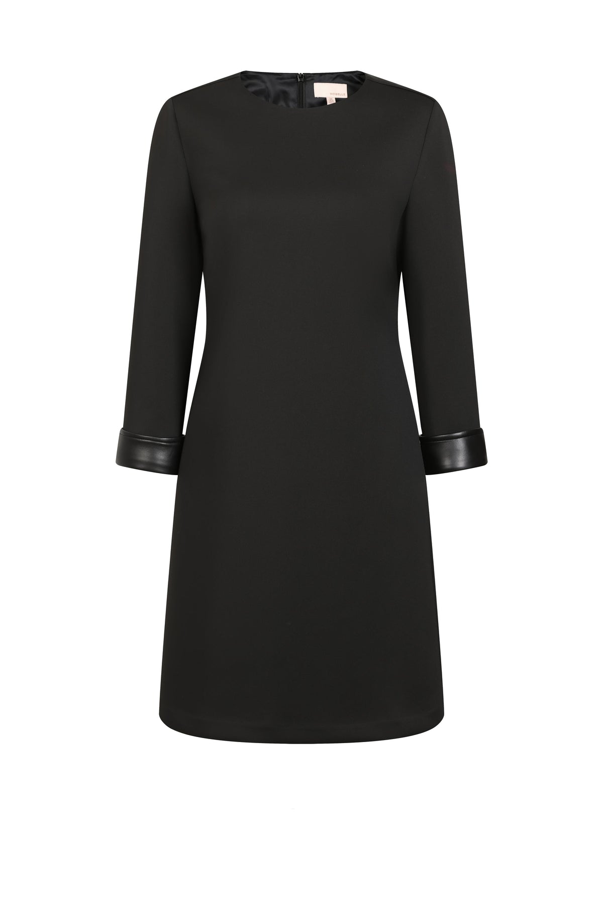 Noir Crêpe Cuir Trim Dress