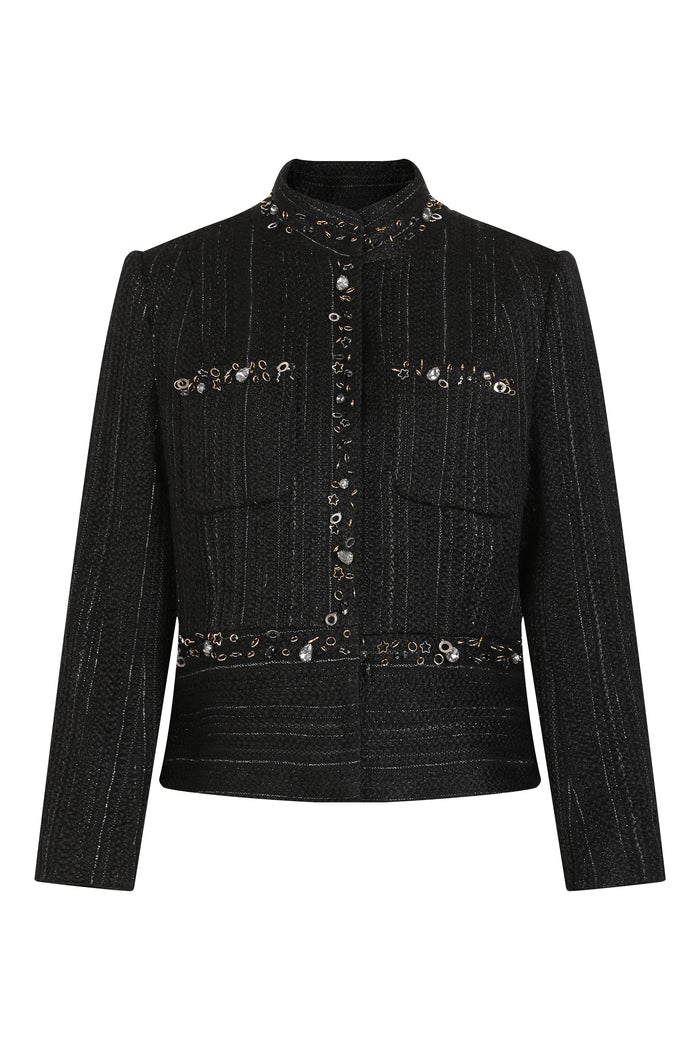 Noir Tweed Bijou Trim Jacket