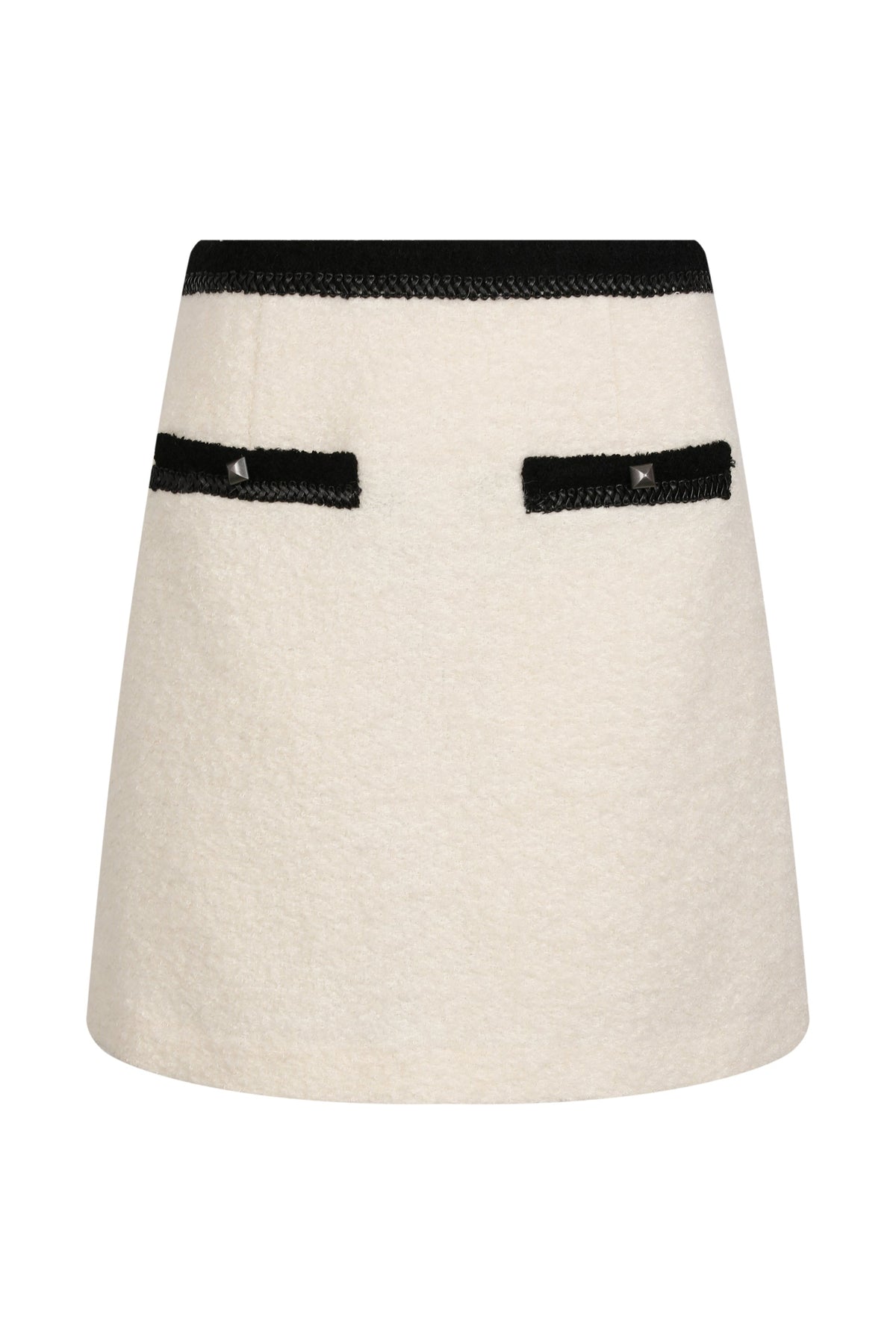 Crème Tweed Contrast Trim Skirt