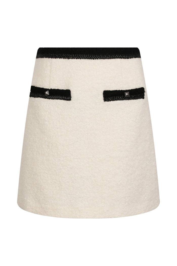 Crème Tweed Contrast Trim Skirt