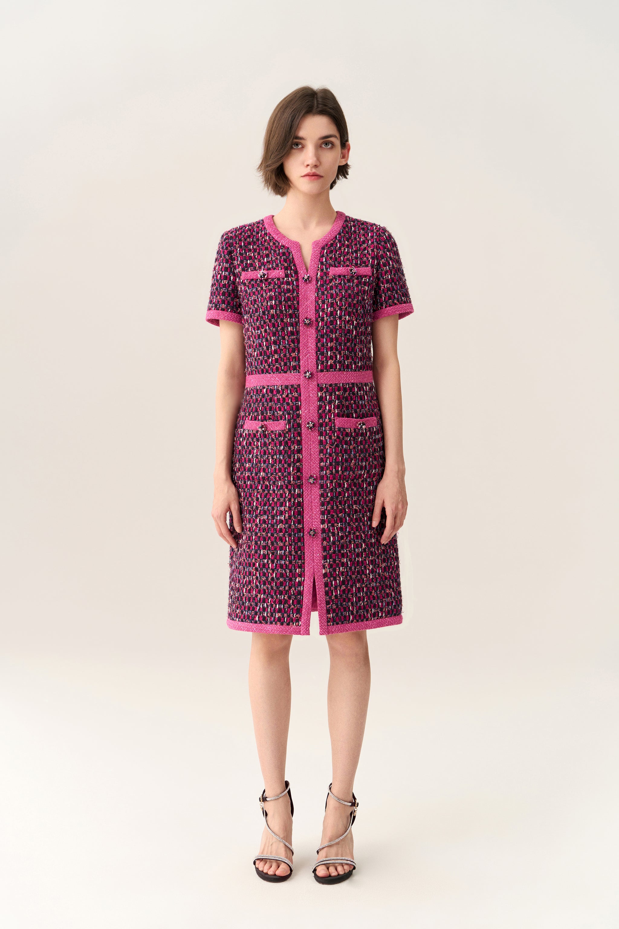 Fuchsia Lady Tweed Dress