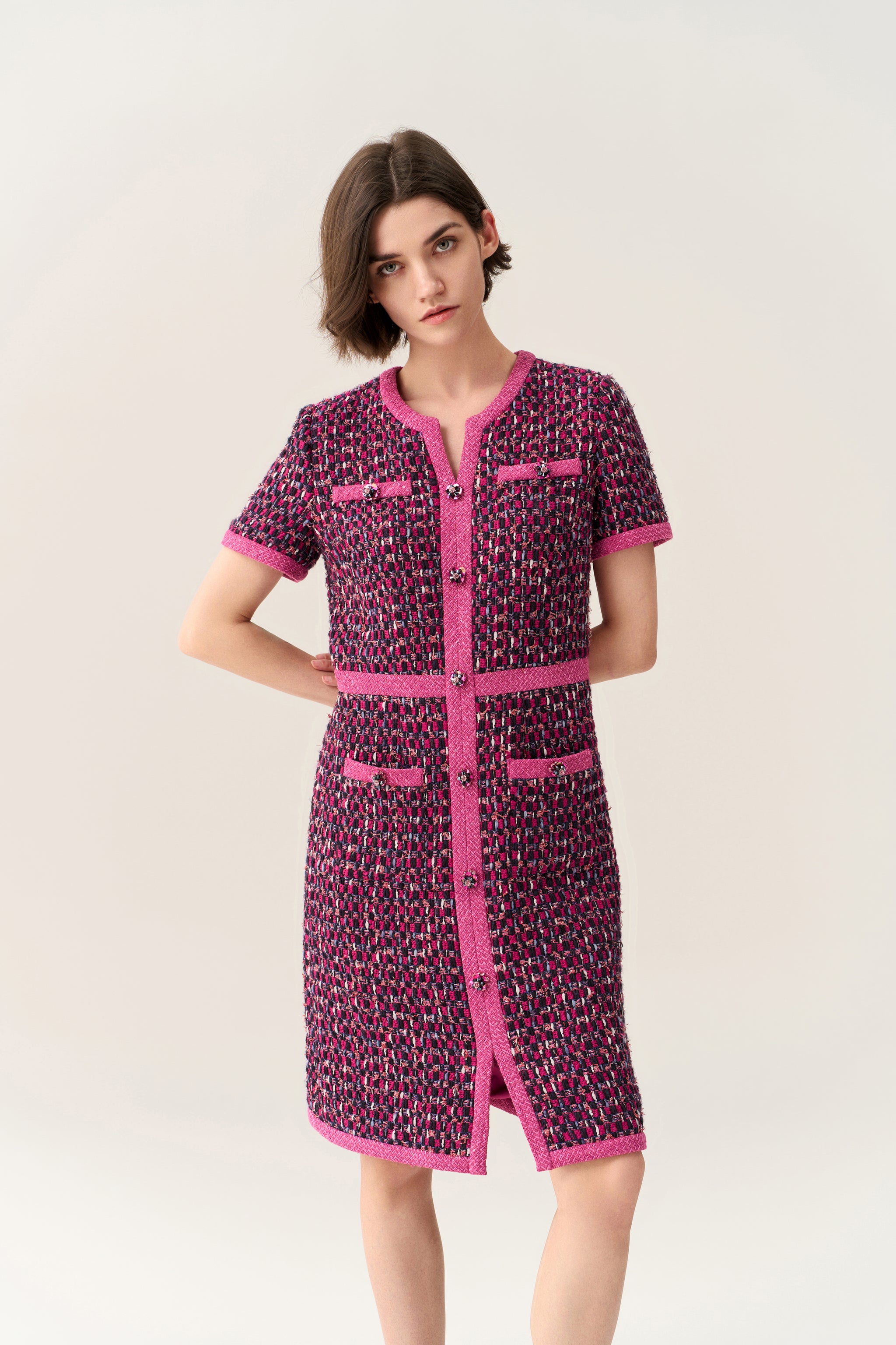 Fuchsia Lady Tweed Dress