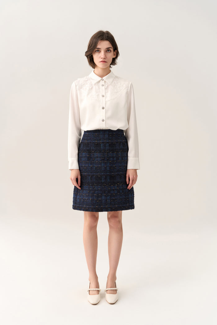 Mixed Tweed Lurex Midi Skirt