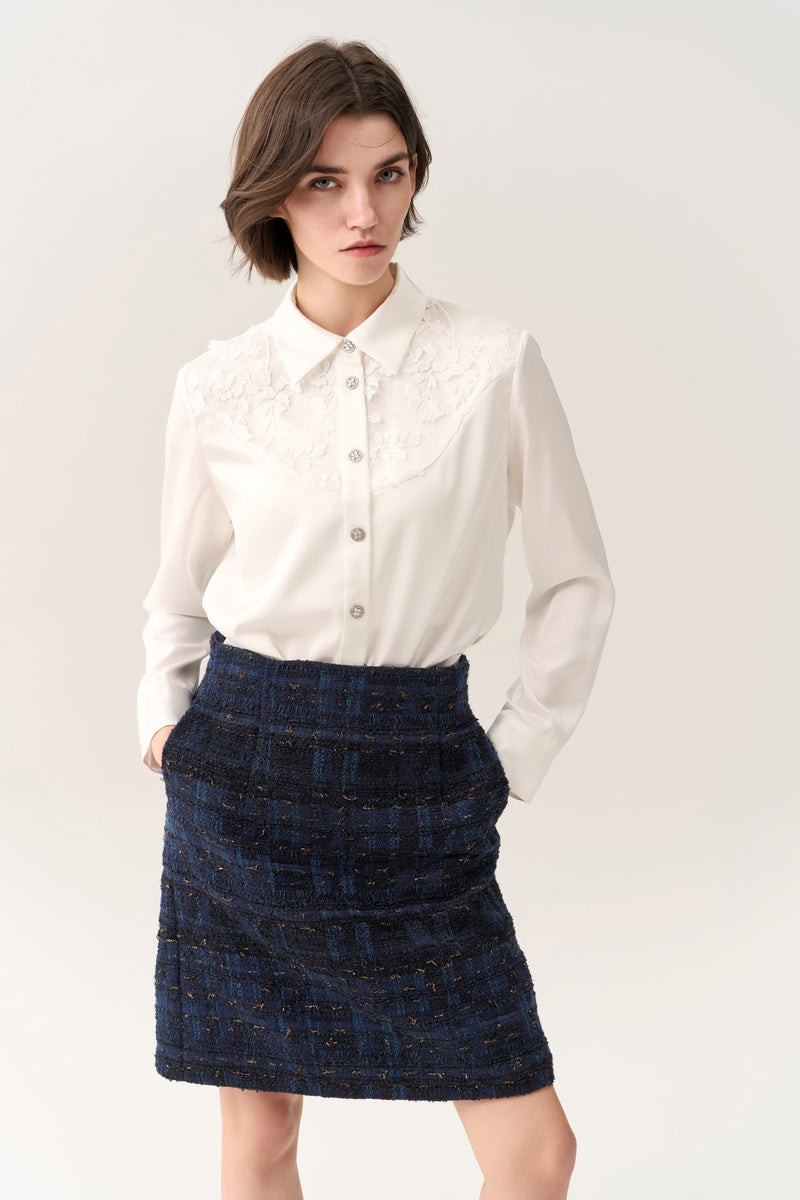 Mixed Tweed Lurex Midi Skirt