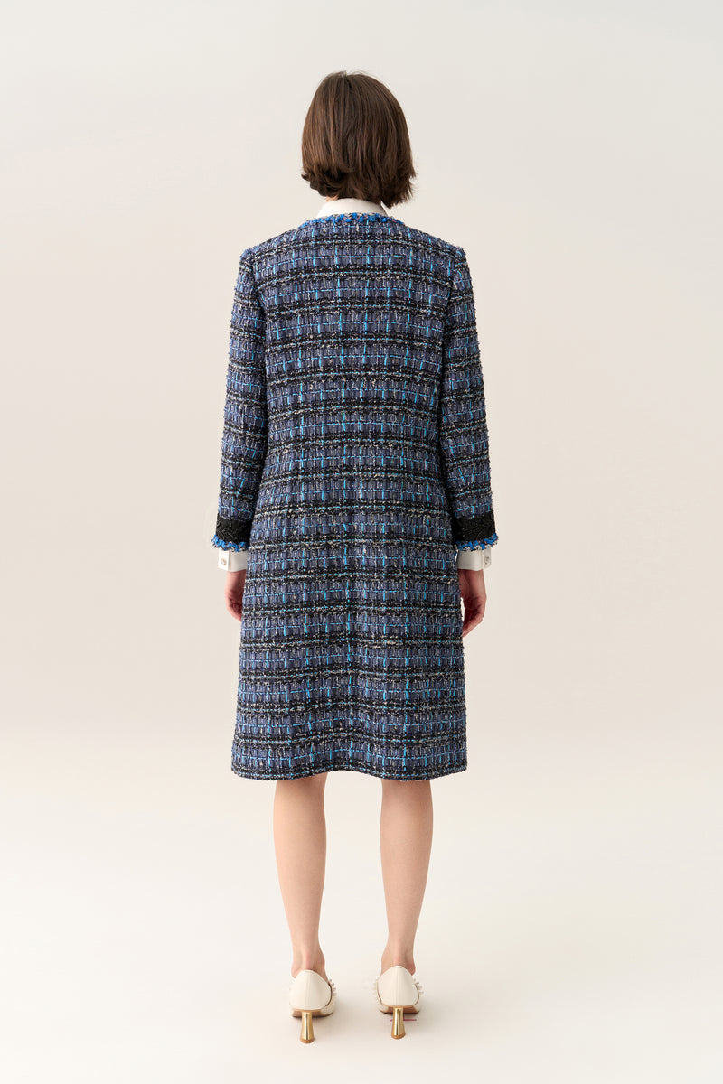 Checker Tweed Maxi Coat