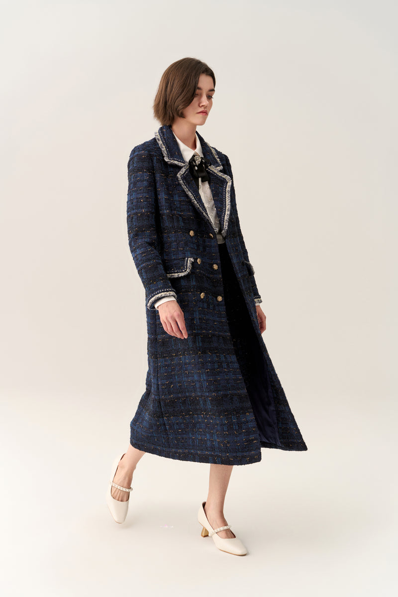 Notched-lapel Double-breasted Maxi Coat